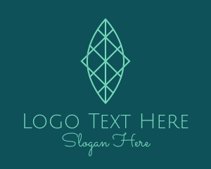 Geometrical - Green Symmetrical Leaf logo design