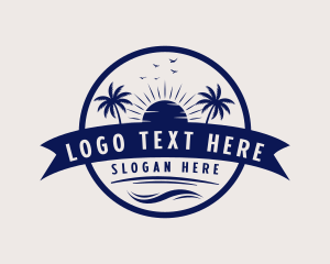 Ocean - Ocean Beach Palm Tree logo design
