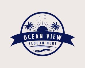 Ocean Beach Palm Tree logo design