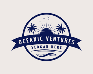 Ocean Beach Palm Tree logo design