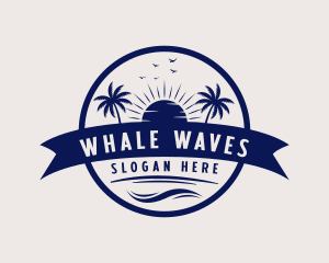 Ocean Beach Palm Tree logo design