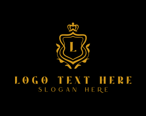 Exclusive - Golden Luxury Crown Shield logo design