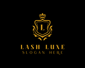 Golden Luxury Crown Shield logo design