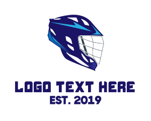 Player - Blue Lacrosse Helmet logo design