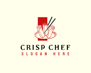 Spring Roll Cooking Delicacy logo design