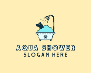 Dog Shower Bath Tub logo design