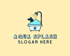 Dog Shower Bath Tub logo design