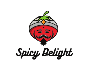 Salsa - Tomato Turban Mustache logo design