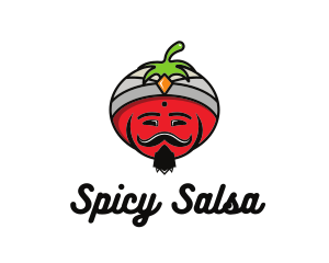 Salsa - Tomato Turban Mustache logo design