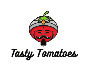 Ketchup - Tomato Turban Mustache logo design