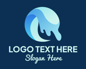 Surfing - Blue Hydro Ocean Wave logo design