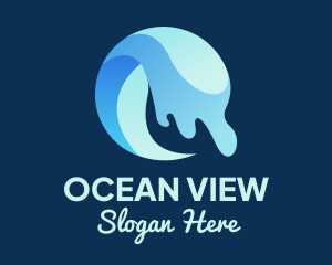 Blue Hydro Ocean Wave logo design