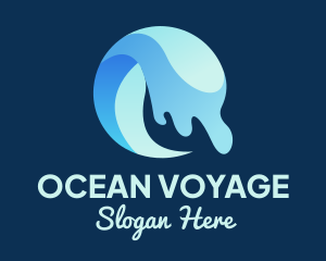 Blue Hydro Ocean Wave logo design