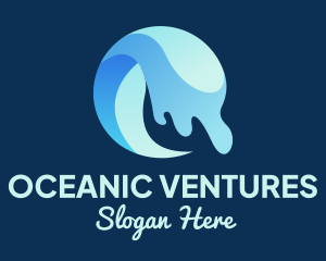 Blue Hydro Ocean Wave logo design