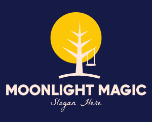 Nighttime - Night Forest Tree Swing logo design