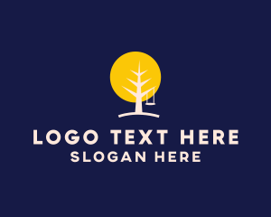 Nighttime - Night Forest Tree Swing logo design