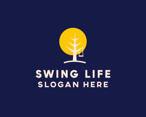 Night Forest Tree Swing logo design