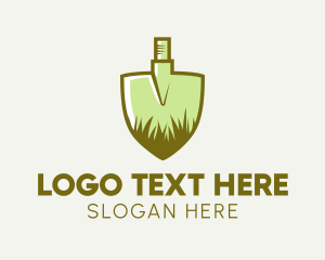 Green - Shovel Grass Landscaping logo design