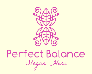 Symmetry - Pink Leaf Decoration logo design