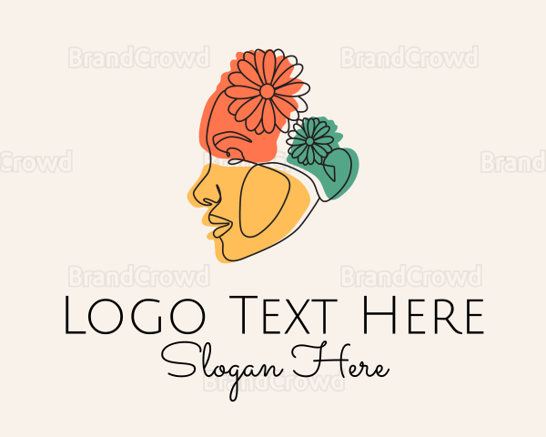 Colorful Floral Woman Profile Logo