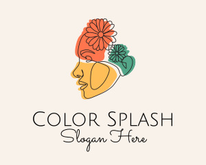 Colorful Floral Woman Profile logo design