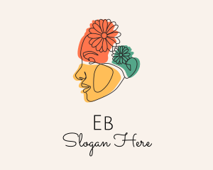 Colorful Floral Woman Profile logo design