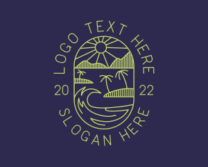 Surfing Instructor - Tropical Island Beach Getaway logo design