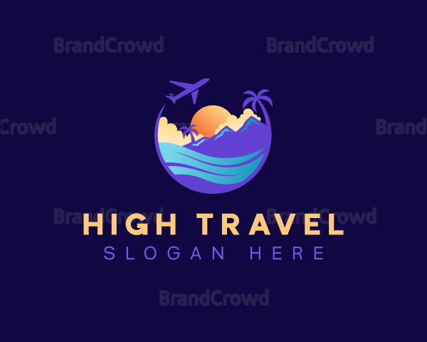 Airplane Travel Beach Logo