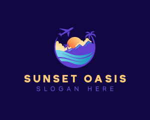 Airplane Travel Beach logo design