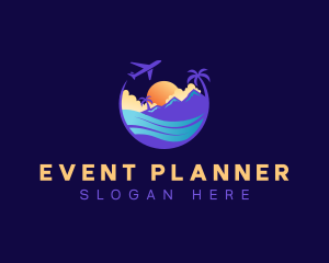 Island - Airplane Travel Beach logo design