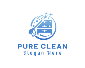 Blue Cleaning Pressure Washer logo design