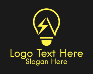 Electric Bulb - Yellow Thunderbolt Lightbulb logo design
