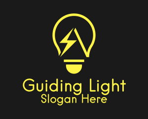 Yellow Thunderbolt Lightbulb logo design