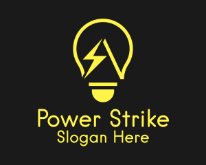 Yellow Thunderbolt Lightbulb logo design