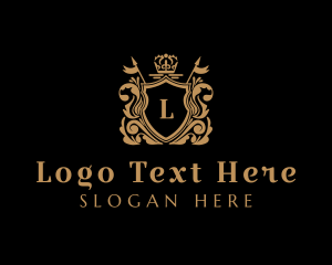 Expensive - Gold Shield Wreath logo design