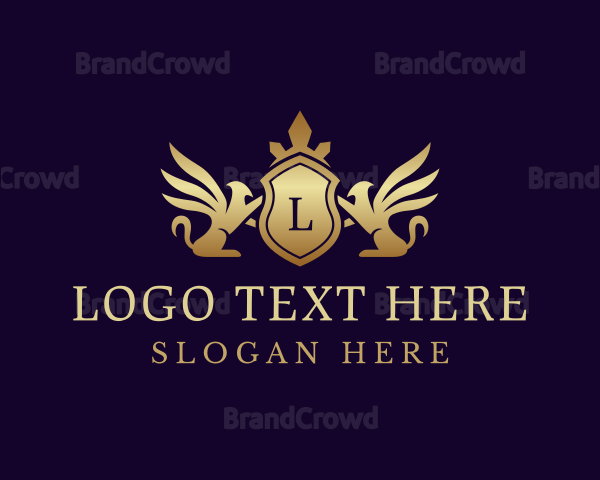Luxury Crown Griffin Shield Logo