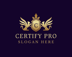 Luxury Crown Griffin Shield logo design