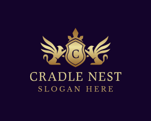 Luxury Crown Griffin Shield logo design