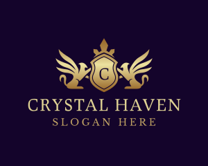 Luxury Crown Griffin Shield logo design