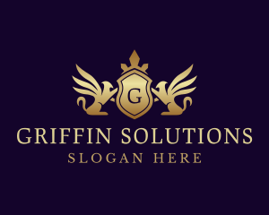 Griffin - Luxury Crown Griffin Shield logo design