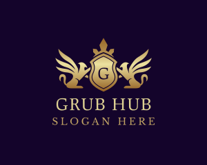 Luxury Crown Griffin Shield logo design