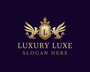 Luxury Crown Griffin Shield logo design