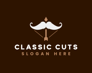 Mustache Arrow Barber logo design