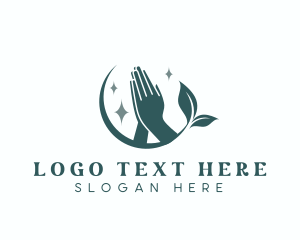 Holy - Sacred Leaf Hand Prayer logo design