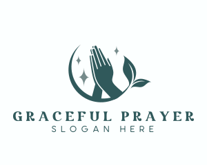 Sacred Leaf Hand Prayer logo design