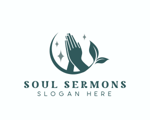 Preaching - Sacred Leaf Hand Prayer logo design