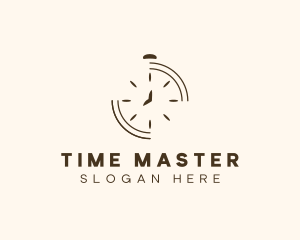 Minimalist Stopwatch Time logo design