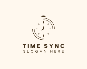 Minimalist Stopwatch Time logo design