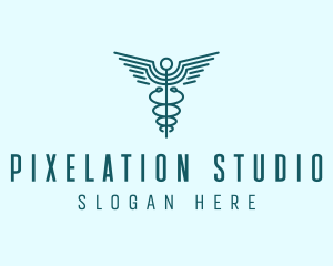 Medical Healthcare Caduceus logo design