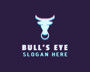 Bull Glitch Anaglyph logo design